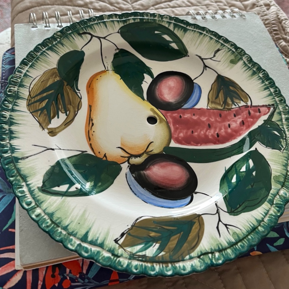 ANTIQUE CERAMIC 2 PIECE HANDMADE SERVING DISH FROM THE 1970’S - Picture 12 of 13